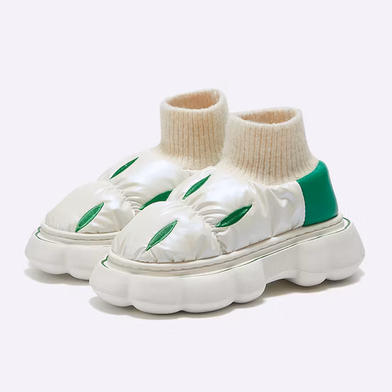 女性の防水生地スリッパ、フラット屋内暖かいファーアンクルスノーブーツ